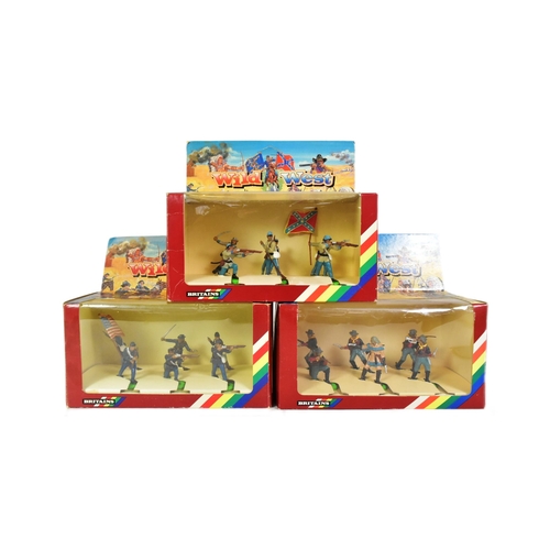 792 - Britains Deetail - Wild West - x3 vintage Britains Deetail boxed 'Wild West' figure sets - 7406 Fede... 