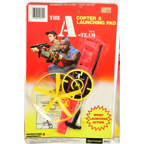 793 - The A-Team - a collection of x3 vintage carded ' rack pack ' Fleetwood Toys made A-Team toys compris... 