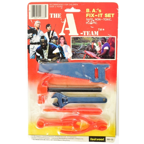 793 - The A-Team - a collection of x3 vintage carded ' rack pack ' Fleetwood Toys made A-Team toys compris... 