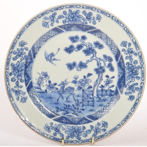 11 - Two 19th century Qing dynasty Chinese blue and white plates. One featuring a garden scene, with a de... 