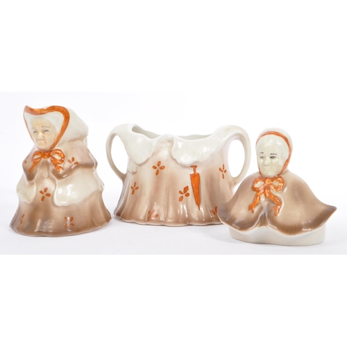 112 - Tony Wood - A 1930s 'Little Old Lady' character tea set by Tony Wood Pottery, Staffordshire. Consist... 