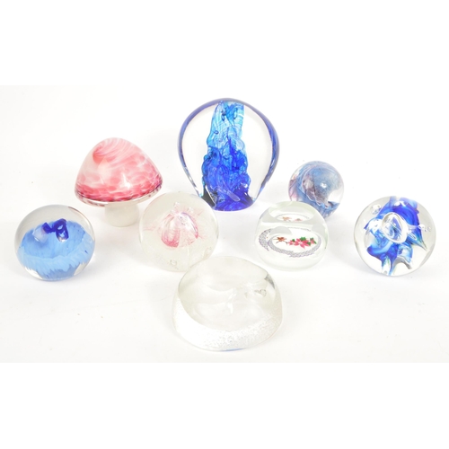 126 - A collection of vintage 20th century glass paperweights. Including examples Caithness - congratulati... 