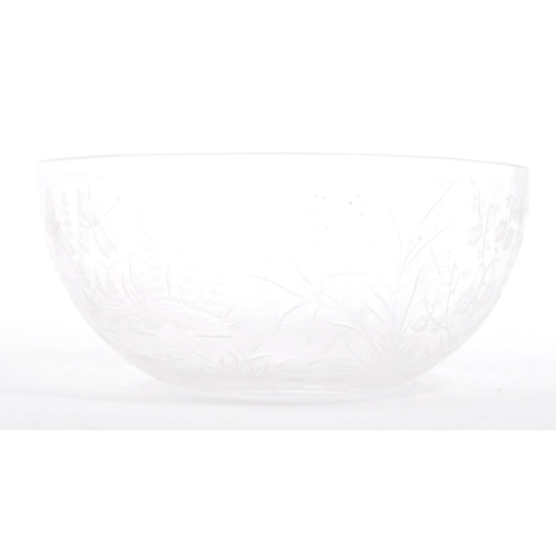 130 - An early 20th century etched chinoiserie glass bowl / dish believed Stourbridge. The dish having etc... 