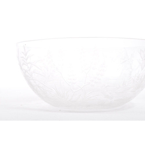 130 - An early 20th century etched chinoiserie glass bowl / dish believed Stourbridge. The dish having etc... 