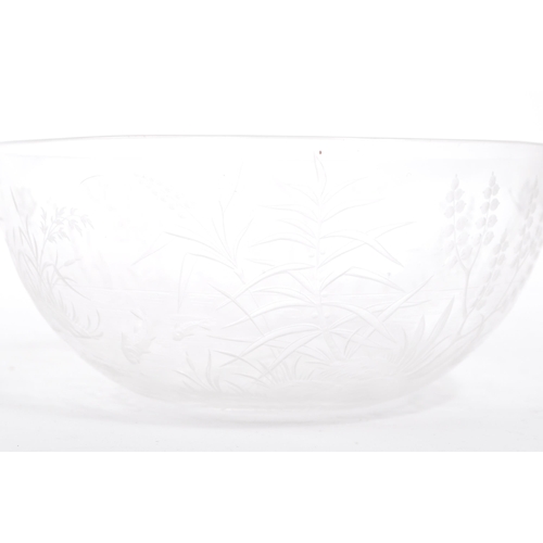 130 - An early 20th century etched chinoiserie glass bowl / dish believed Stourbridge. The dish having etc... 