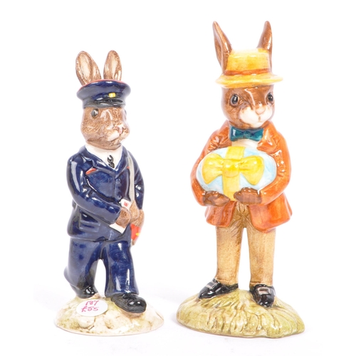 152 - Royal Doulton - Bunnykins - Collection of porcelain bunny porcelain figures. Including Cowboy Bunny ... 