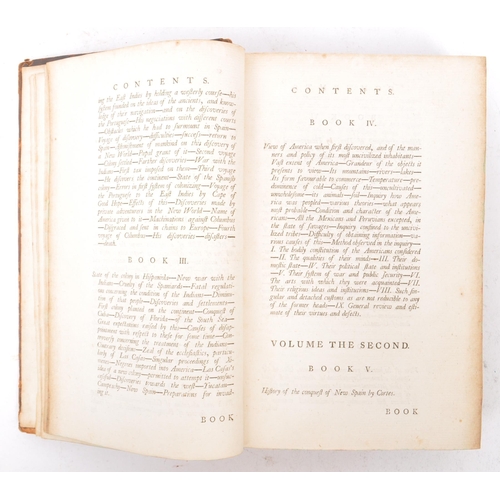 175 - The History of America - William Robertson D, D. Two early 19th century books two volumes. Principal... 