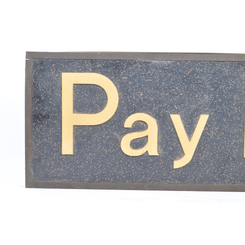 176 - A mid 20th century double sided resin cinema 'Pay Box' sign / signage. The sign of rectangular form ... 