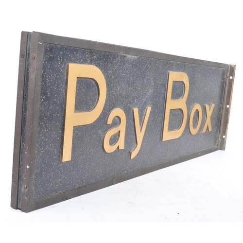 176 - A mid 20th century double sided resin cinema 'Pay Box' sign / signage. The sign of rectangular form ... 