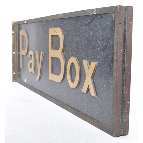 176 - A mid 20th century double sided resin cinema 'Pay Box' sign / signage. The sign of rectangular form ... 