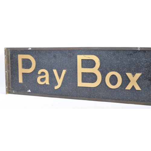 176 - A mid 20th century double sided resin cinema 'Pay Box' sign / signage. The sign of rectangular form ... 