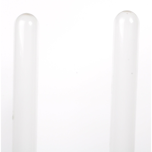 181 - A pair of contemporary desk top induction tube display plasma pillar lightning lamps. Elongated glas... 