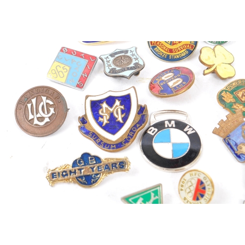 197 - A collection of vintage 20th century enamelled brand / cooperation / group badges. Some examples inc... 