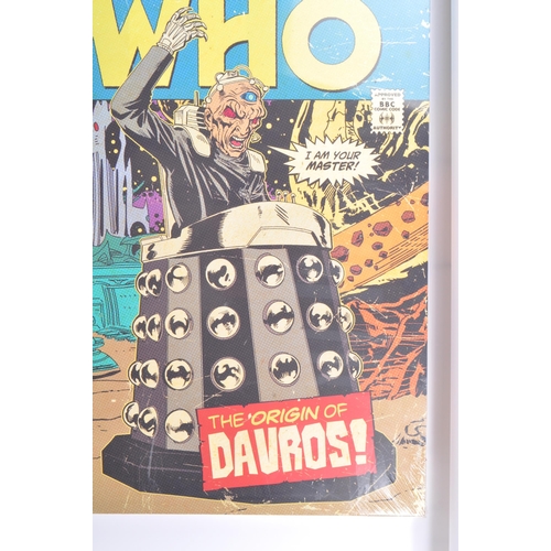 199 - Dr Who - A contemporary retro style canvas print. With BBC's logo featuring Daleks, Davros, Tardis i... 