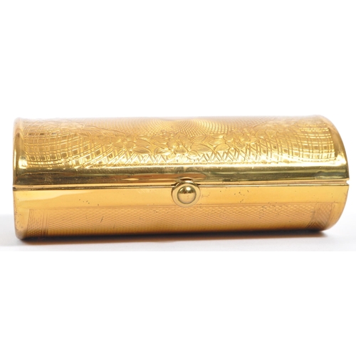 206 - Kigu - A vintage 20th century circa 1950s gilt metal ladies pocket compact. The case having engine t... 