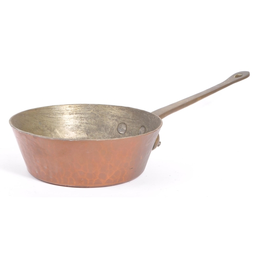 238 - A collection of 19th century Victorian copper and brass graduating saucepans. Varying sizes with bra... 