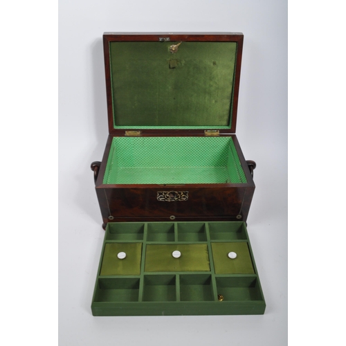 261 - A 19th century Victorian mahogany mother of pearl inlay jewellery / sewing box, alongside another Vi... 