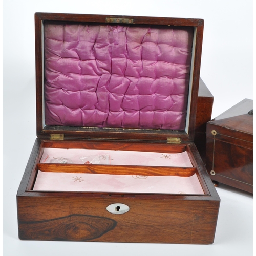 261 - A 19th century Victorian mahogany mother of pearl inlay jewellery / sewing box, alongside another Vi... 