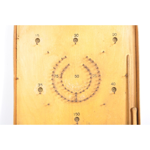 262 - A vintage mid 20th century Glevum Bagatelle marble / ball bearing board puzzle game. With curved top... 