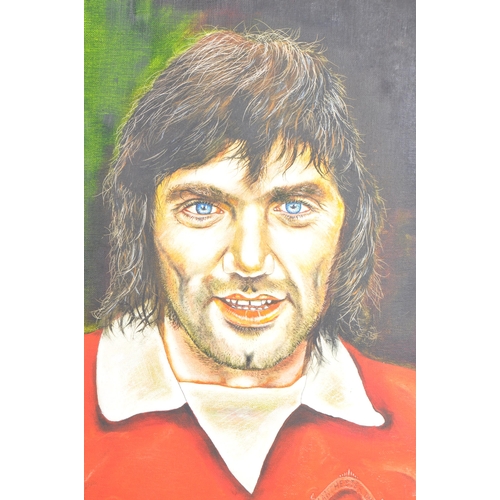 264 - A contemporary oil on canvas painting. Study of a portrait of George Best English / Manchester and E... 