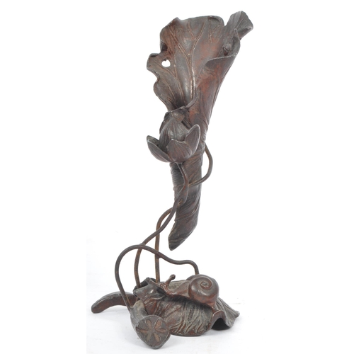 269 - A late 19th century Japanese Meiji painted spelter sculpture / incense / candle spill holder. The ca... 