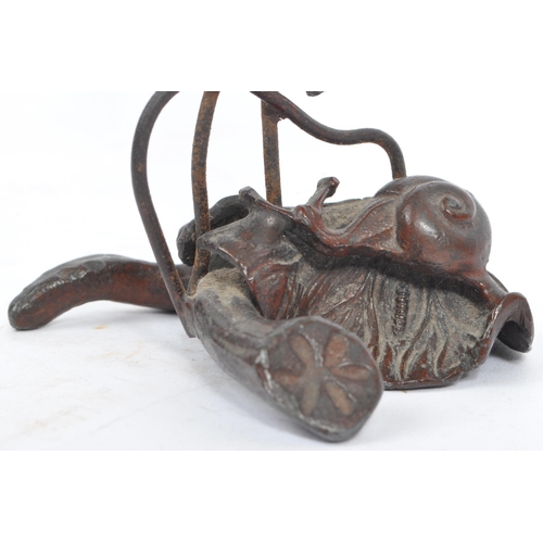 269 - A late 19th century Japanese Meiji painted spelter sculpture / incense / candle spill holder. The ca... 