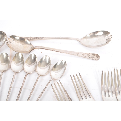 274 - A collection of white metal cutlery possibly Indian or Middle Eastern. The lot to include 6 x large ... 