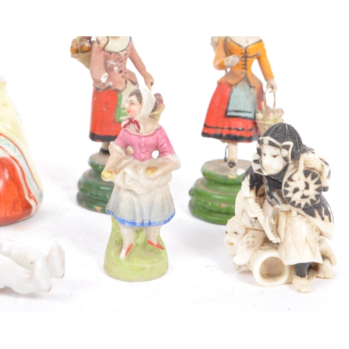 277 - A collection of early to later 19th century miniature fine bone china / glass and ceramic figurines.... 