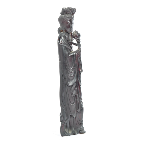 278 - A republic period Bakelite cherry Chinese Oriental finely carved  / Guanyin faturan female figurine ... 