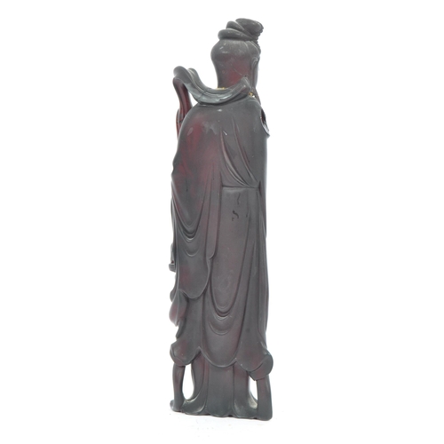 278 - A republic period Bakelite cherry Chinese Oriental finely carved  / Guanyin faturan female figurine ... 