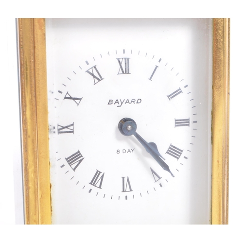 293 - Bayard - Mid 20th century French brass carriage clock. With carry handle to top, Roman numeral chapt... 