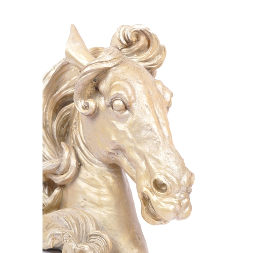 297 - A 20th century painted plaster lady bust, alongside another example of a horse. The bust being of a ... 