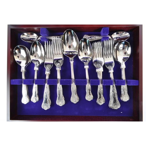 311 - A mid 20th century circa 1970's mahogany cased silver plated 18/8 stainless steel flatware
 canteen ... 