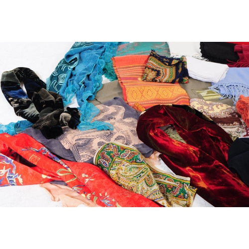 319 - A large collection of over 30 scarves and pashminas including vintage and vintage inspired, Asian an... 