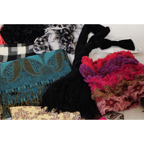 319 - A large collection of over 30 scarves and pashminas including vintage and vintage inspired, Asian an... 