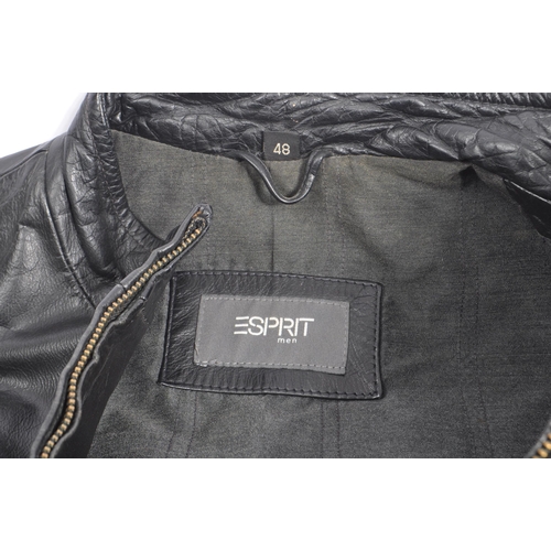 324 - Two vintage Men’s black leather jackets (2). Both medium size 48 by Esprit and Philip Russel. Fully ... 