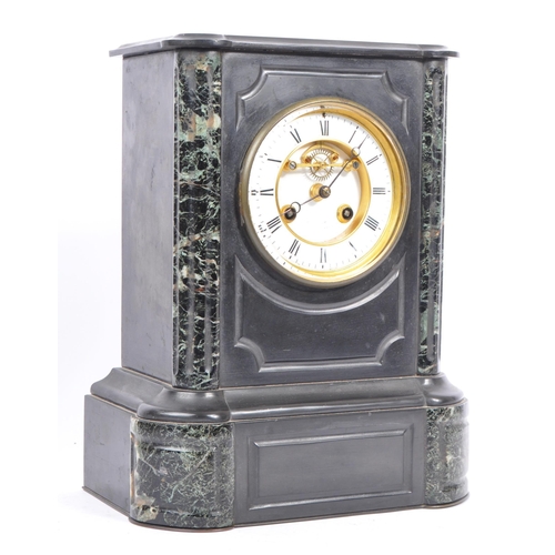 348 - Of horology interest - A 19th century eight day movement slate mantel clock. Of rectangular form wit... 