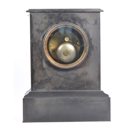 348 - Of horology interest - A 19th century eight day movement slate mantel clock. Of rectangular form wit... 