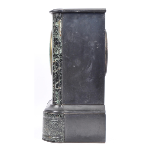 348 - Of horology interest - A 19th century eight day movement slate mantel clock. Of rectangular form wit... 