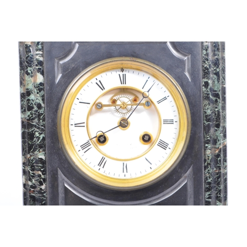 348 - Of horology interest - A 19th century eight day movement slate mantel clock. Of rectangular form wit... 