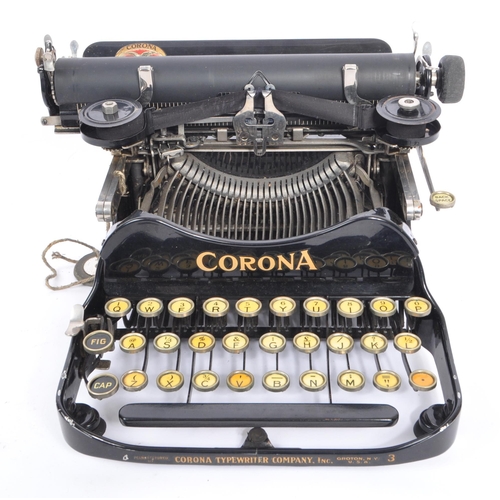 349 - An early 20th century circa 1920s Corona Type 3 typewriter. The typewriter having a black painted me... 