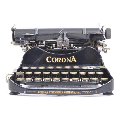 349 - An early 20th century circa 1920s Corona Type 3 typewriter. The typewriter having a black painted me... 