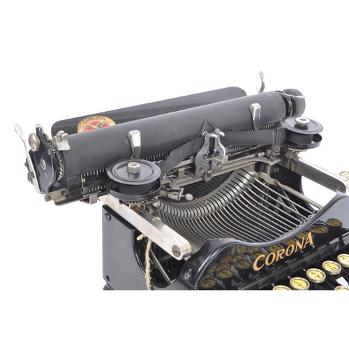 349 - An early 20th century circa 1920s Corona Type 3 typewriter. The typewriter having a black painted me... 