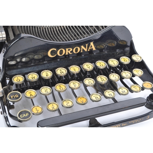 349 - An early 20th century circa 1920s Corona Type 3 typewriter. The typewriter having a black painted me... 