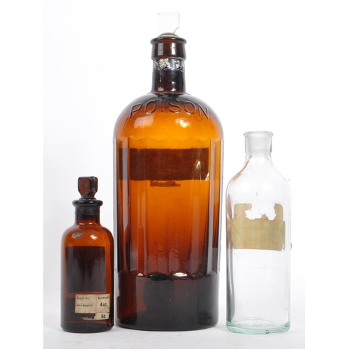 357 - A collection of three early 20th century medicine / poison glass bottles. The bottles each being of ... 