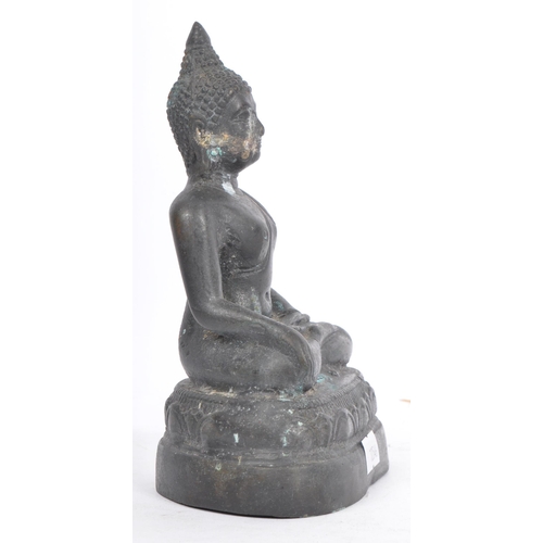 360 - Vintage 20th century Thai bronze figure of a buddha / deity . Dressed in robes in Bhumisparsha mudra... 