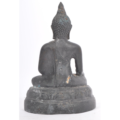 360 - Vintage 20th century Thai bronze figure of a buddha / deity . Dressed in robes in Bhumisparsha mudra... 