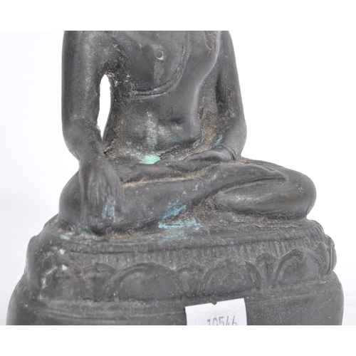 360 - Vintage 20th century Thai bronze figure of a buddha / deity . Dressed in robes in Bhumisparsha mudra... 