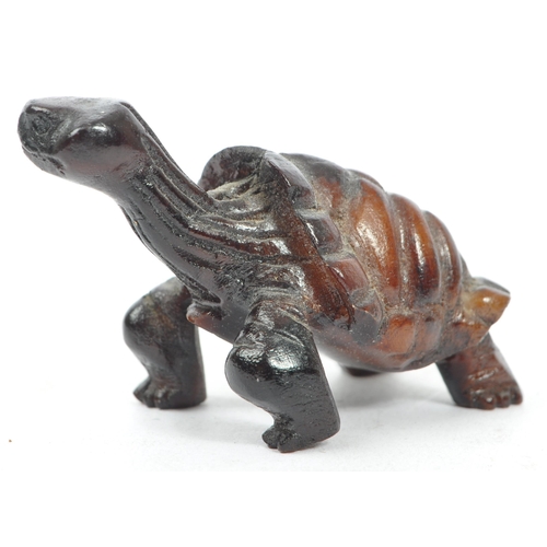 361 - A collection of 19th century Japanese netsuke carved wooden figures. Comprising of a turtle, monkey ... 