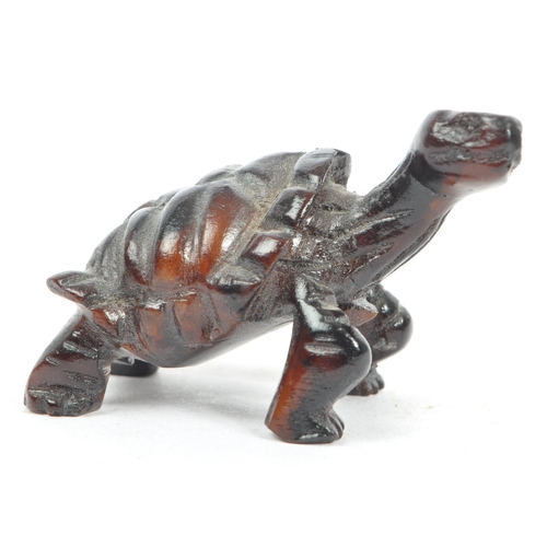 361 - A collection of 19th century Japanese netsuke carved wooden figures. Comprising of a turtle, monkey ... 